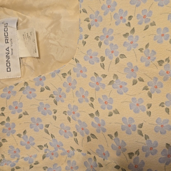 Donna Ricco 90s Y2K Floral Butter Yellow Cottagecore Mini Dress M - Picture 11 of 11